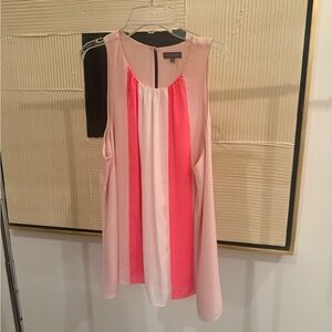 Vince Camuto Pink and White Striped Silky Blouse